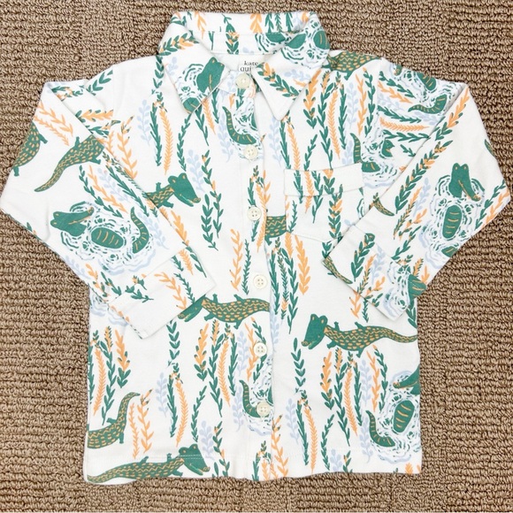 Kate Quinn Crocodile Long Sleeve Military Style Button Up - Picture 1 of 7